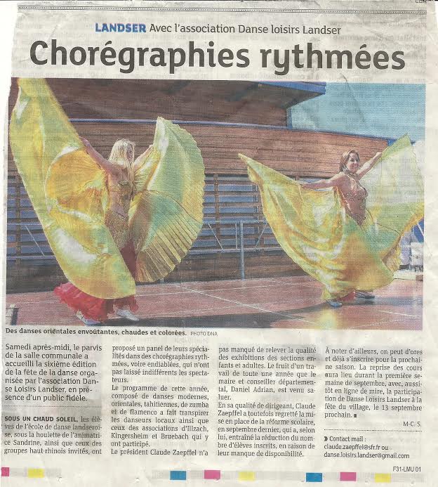 Article du Dernières Nouvelles d'Alsace pour la Fête de la Danse 2015 de Danse Loisirs Landser