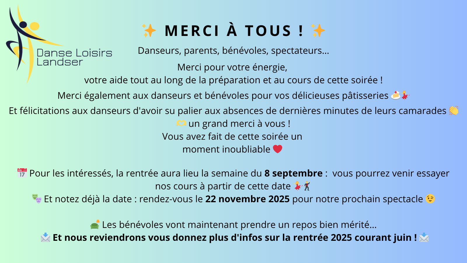 Remerciements gala de fin d'année